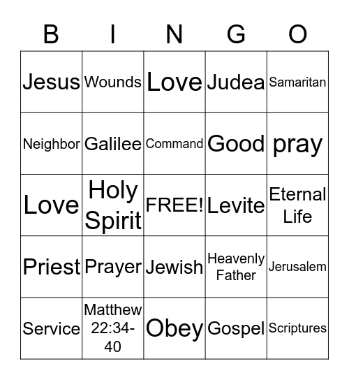 The Good Samaritan  Bingo Card