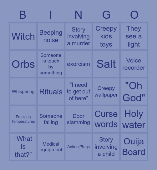 Ghost Nonsense Show Bingo Card