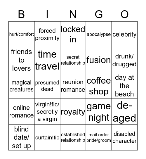 Tropes Bingo Card