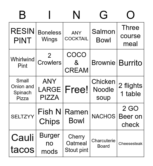 WINNER WINNER CHICKEN DINNER Bingo Card