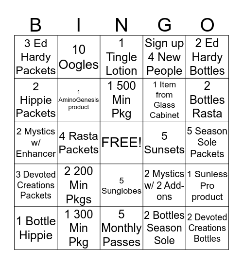 Fabutan Bingo :) Bingo Card