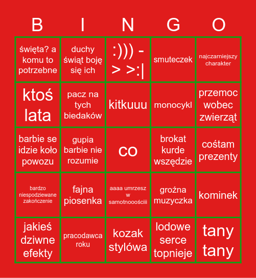 święta święta święta święta Bingo Card