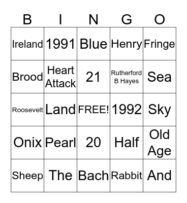 Trivia Bingo Card