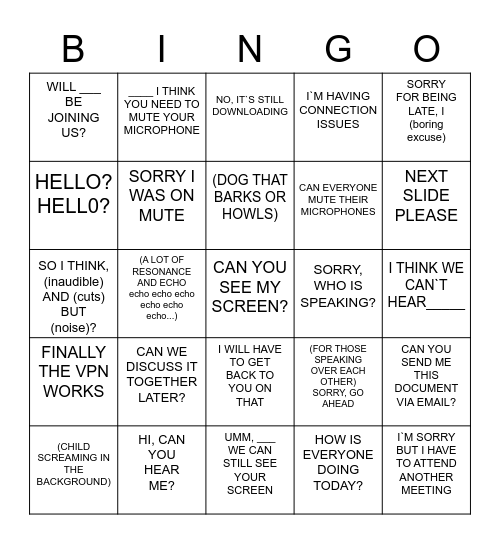 #CREATIVECONFINEMENT Bingo Card