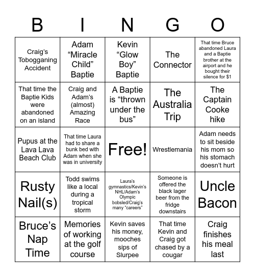 Baptie BINGO! Bingo Card