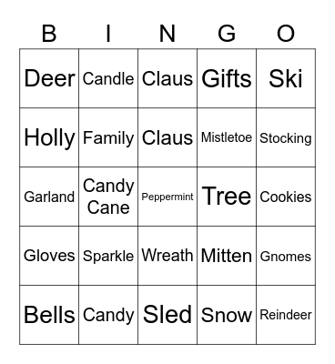 Holiday Fun! 2 Bingo Card