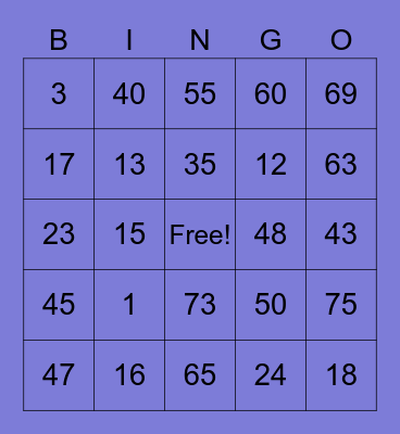 Ranci's Card Bingo Card