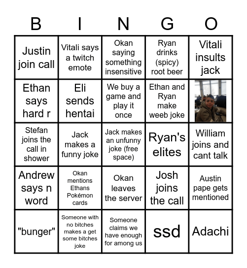 Men Bingo Card