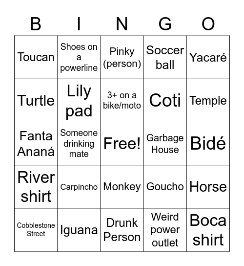 Argentina Bingo Card