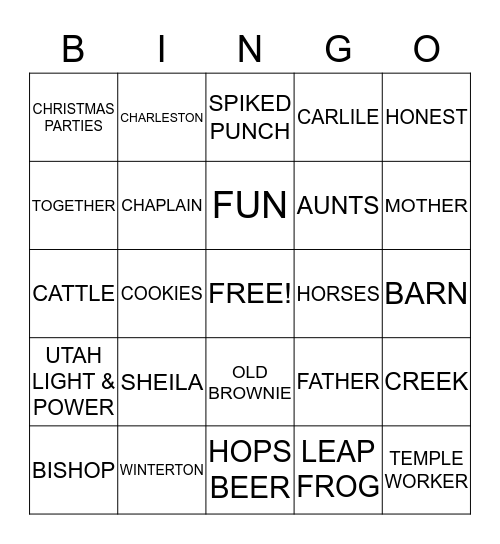 WINTERTON REUNION Bingo Card