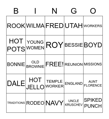 WINTERTON REUNION Bingo Card