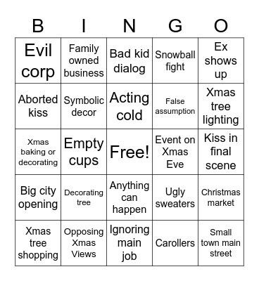 Hallmark Christmas Bingo Card