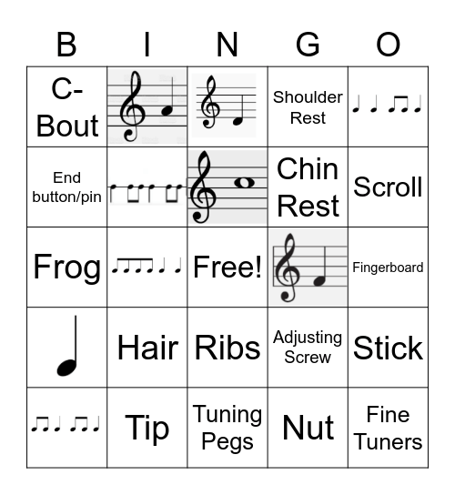 Beginning Orchestra Bingo (violin) Bingo Card