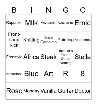 Maya's Favorite Things Bingo Card