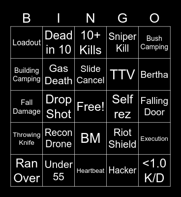 Warzone Bingo Card