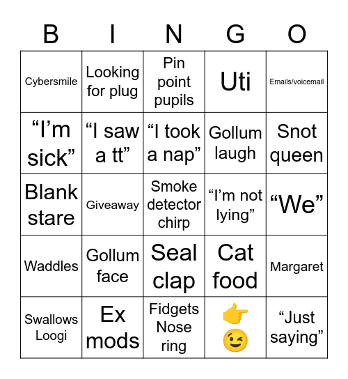 Trashcan Bingo Card