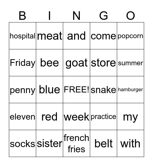 Sign Language Bingo Card