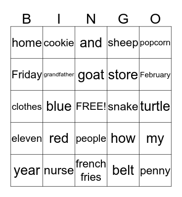 Sign Language Bingo Card