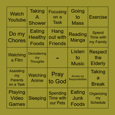 Self-Care Bingo Card