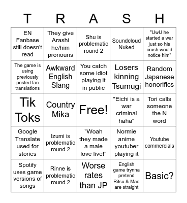 Ensemble Stars!! English Release Bingo Card