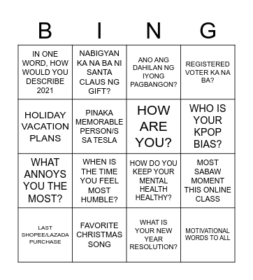 Tesla Year-End Party Bingo Card