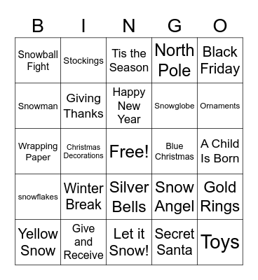 2021 CHRISTMAS Bingo Card