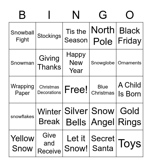 2021 CHRISTMAS Bingo Card