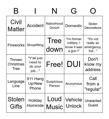 December 24th and 25th BINGO Card