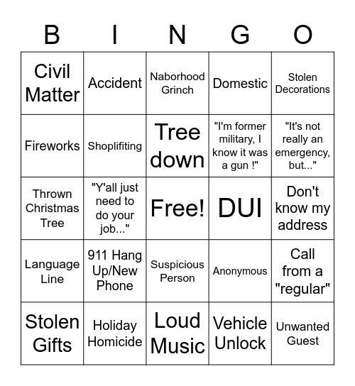 December 24th and 25th BINGO Card