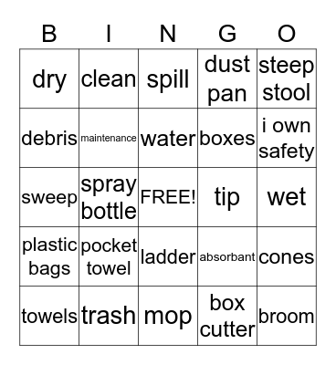 Safety Bingo Card