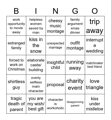 Christmas Movie Bingo Card