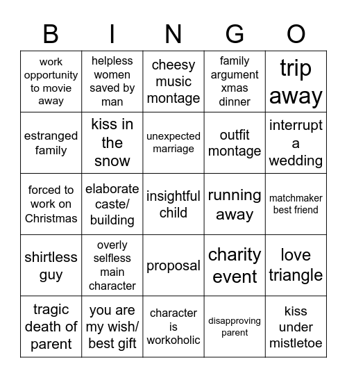 Christmas Movie Bingo Card