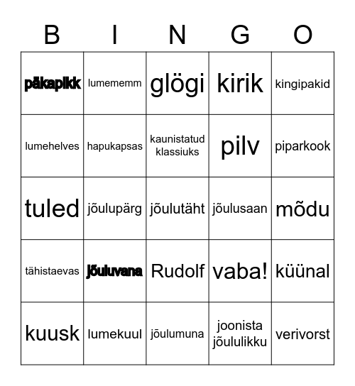 KLASSIHOMMIK, 22.12.2021 Bingo Card