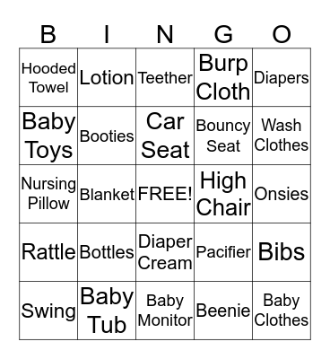 Caroline's Baby Shower Gift Bingo! Bingo Card