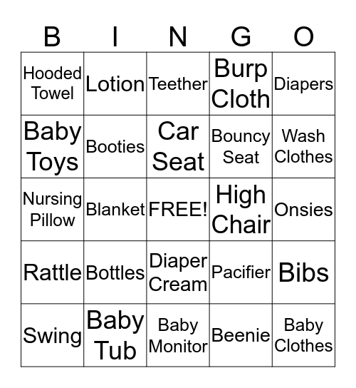 Caroline's Baby Shower Gift Bingo! Bingo Card
