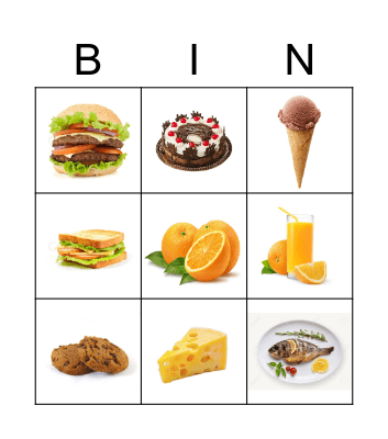 Favourite Food Bingo Card