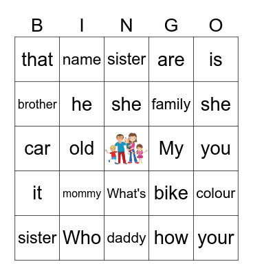 My Family Bingo Card