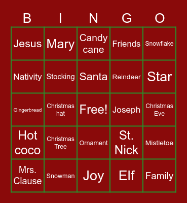 Christmas bingo Card