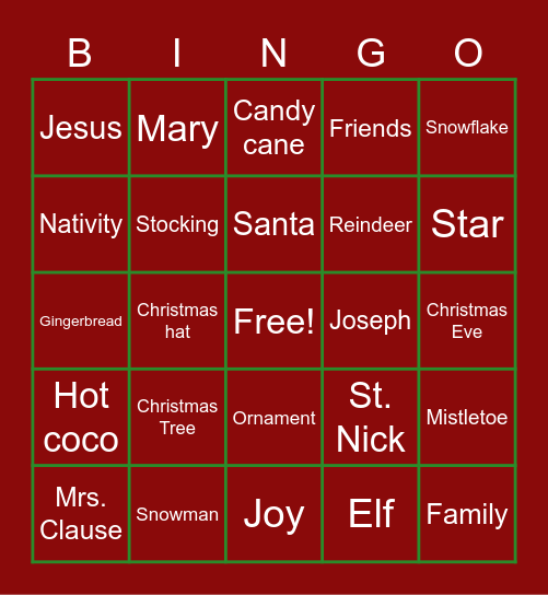 Christmas bingo Card