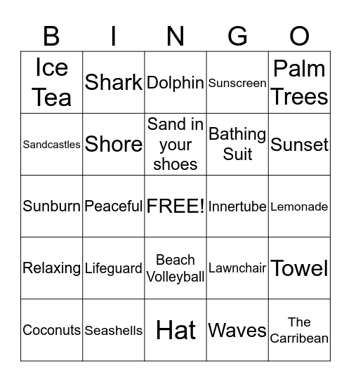 Beach Blanket Bingo Card