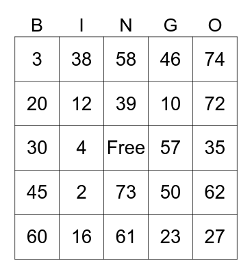 American Bingo Card