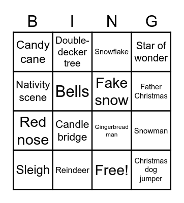 Christmas decoration bingo Card