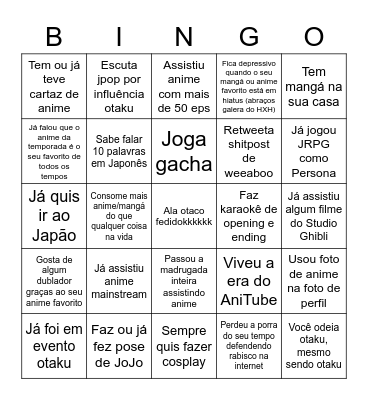 Bingo de weeaboo Bingo Card