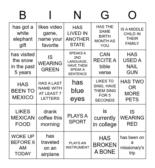 FIND SOMEONE WHO Bingo Card