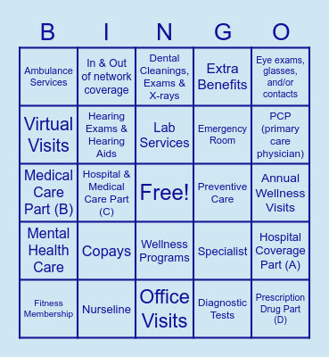 MEDICARE BINGO "LINGO" Bingo Card