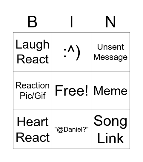 Groupchat Bingo Card