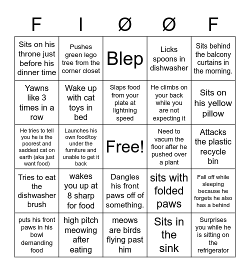 Fløf bingo Card