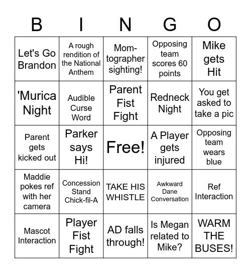 Basketball Bingo!!! Bingo Card