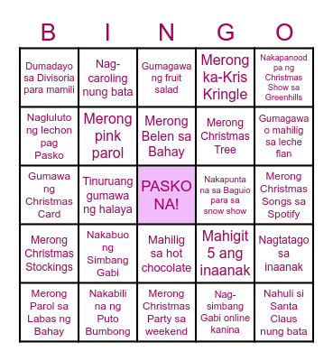 Christmas Bingo Card