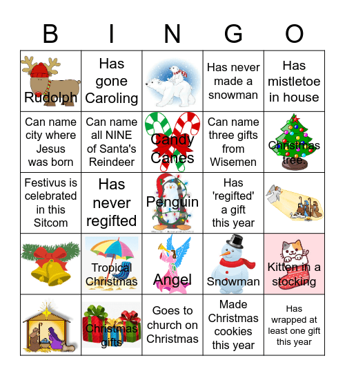 Family Fun Christmas Bingo Card